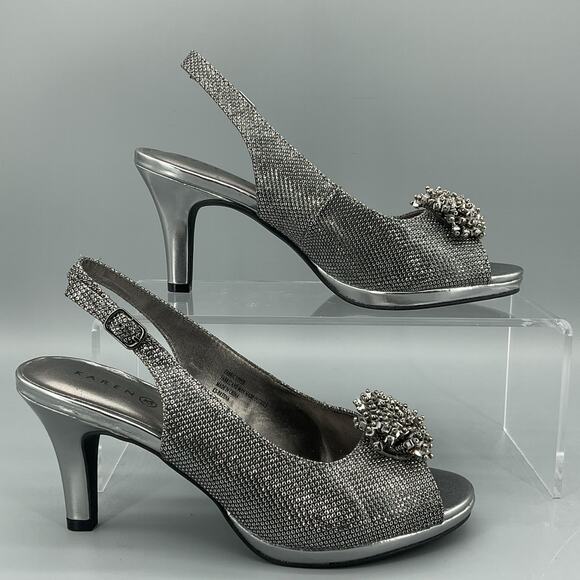 NEW Karen Scott Women’s Breena Slingback Peep-toe Pumps Pewter Size 6M - Picture 1 of 10
